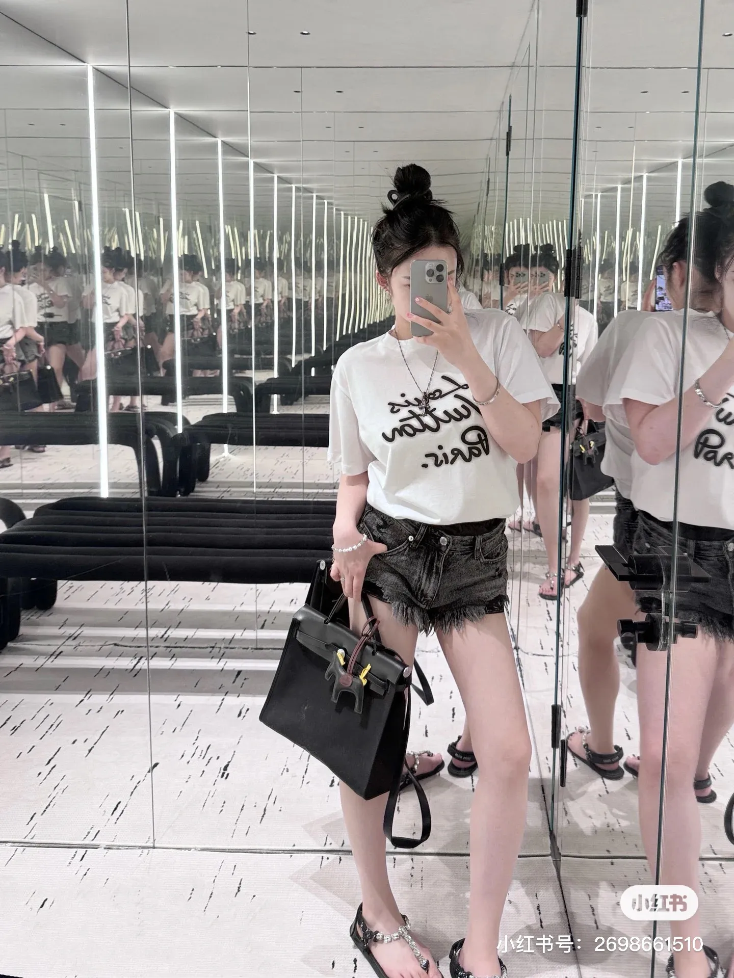 Louis Vuitton/Louis Vuitton 26ss signature letter embroidered short sleeves